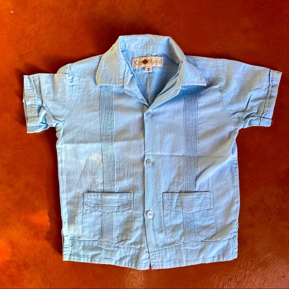 Kin Mayab Mayan Button Down Shirt Light Blue 2T - Picture 1 of 4